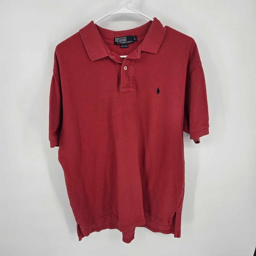 Polo Ralph Lauren Shirt Mens‎ Lrg Soft Touch Red 100% Cotton Polo Black Pony